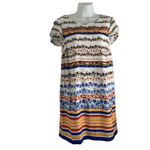 Kenzie Dress Floral Striped Sheath Multicolor Sz L